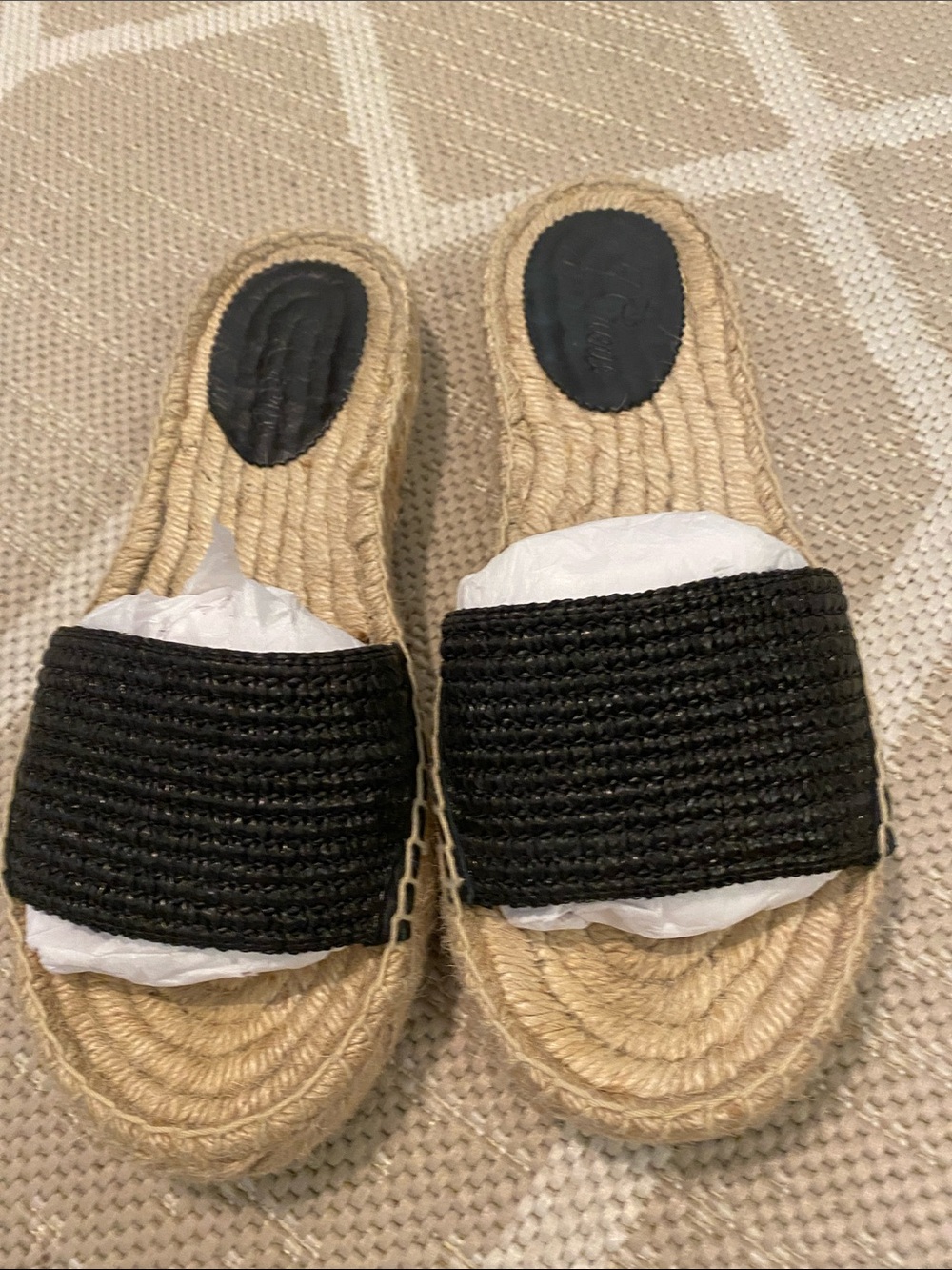 J.Crew Black Woven Raffia Strap Espadrille Sandal
